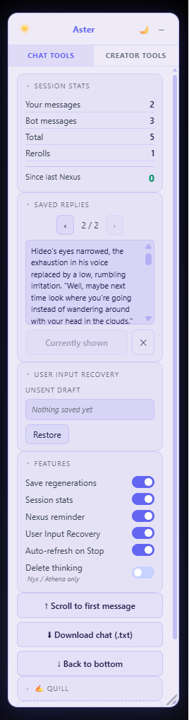 Stats and saved replies